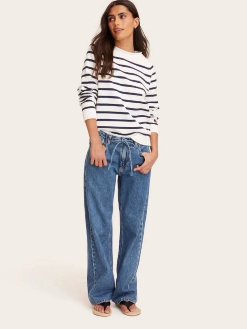 NEW Parke X Target Jeans Denim Mid Rise Cinched Waist Baggy Medium Wash Size 4